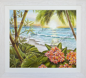 "Paradise on the Beach" Pink Flowers Giclée Reproduction