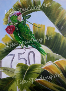 "Parrot at 750" Acrylic Lisa Sparling Original Commission Piece