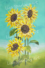 Sunflowers Lisa Sparling art giclee reproduction painting, sunflower, art, plants, gardening, home decor, wall art