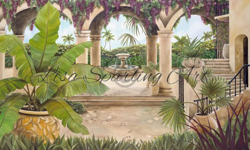 Tuscan Courtyard Giclée Reproduction Lisa Sparling Art, Tropical, artwork, wall art, home decor